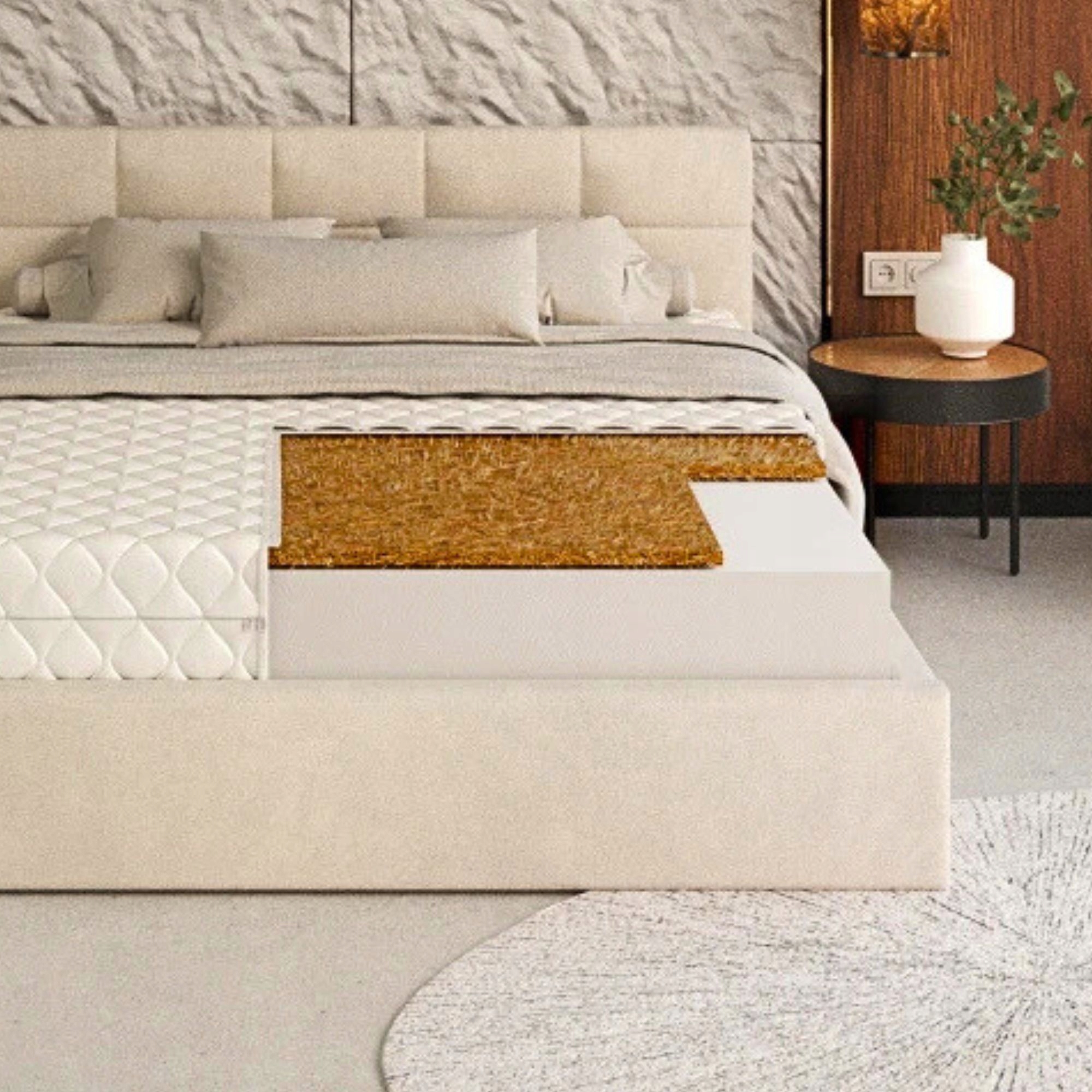 200x200 materac kokosowy piankowy H4 16 cm twardy Przeciw Roztoczom Pleśni