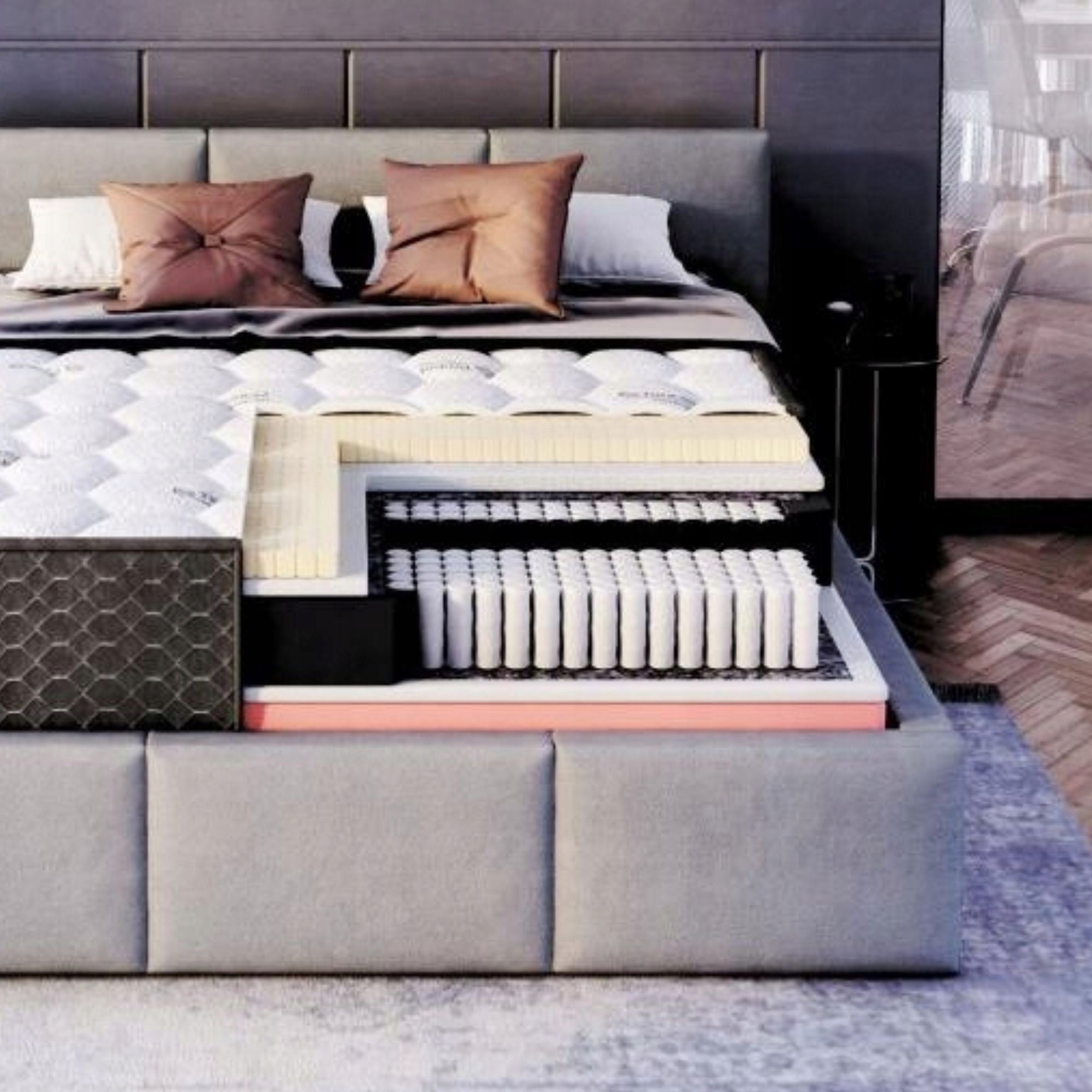 MATERAC PREMIUM COMFORTOWY 140x200 25 LATEKS PERFOROWANY VISCO MULTIPOCKET