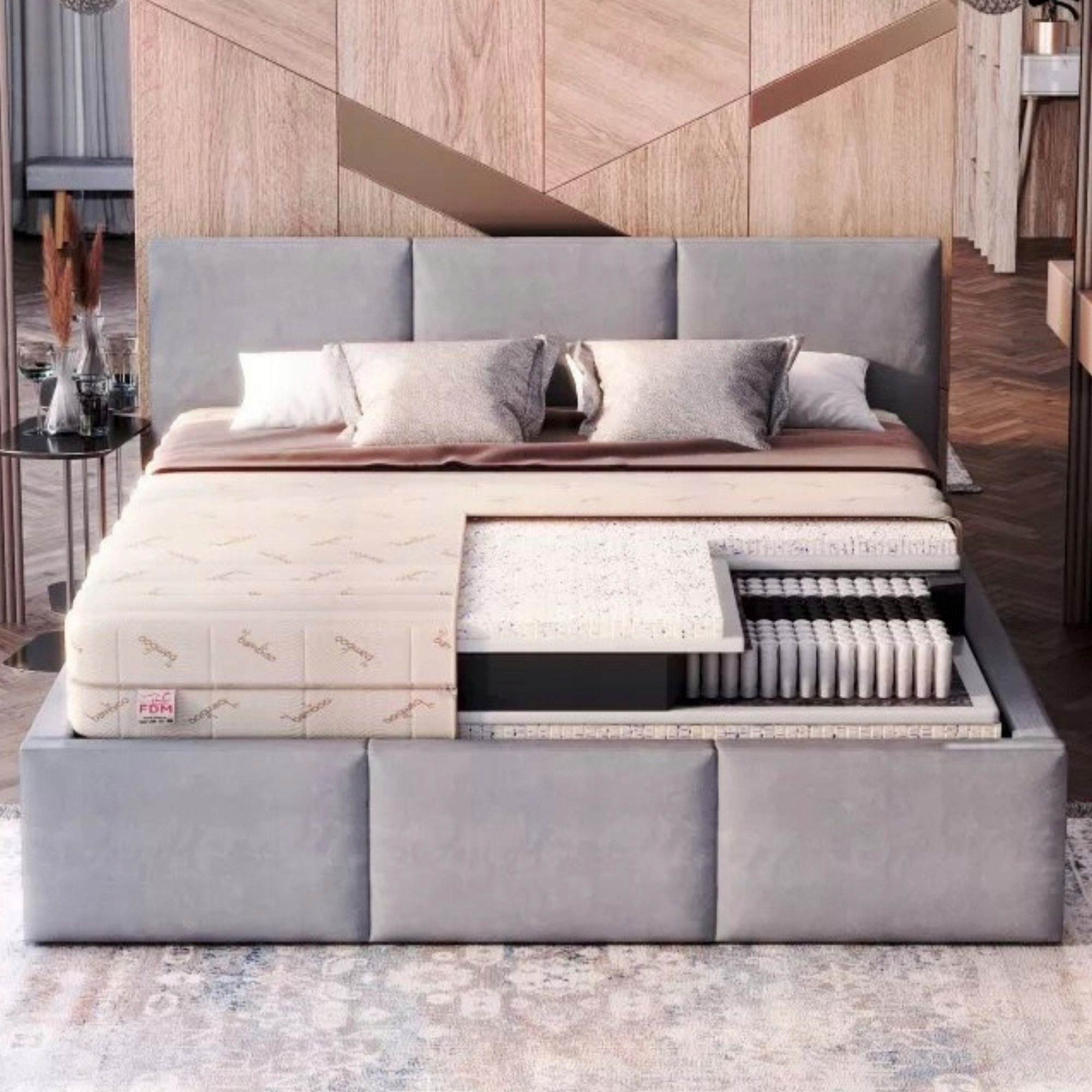 Materac 120 x 200 x 23cm H4 LATEX 2x3 CM SPRĘZYNY POKROWIEC BAMBUSOWY