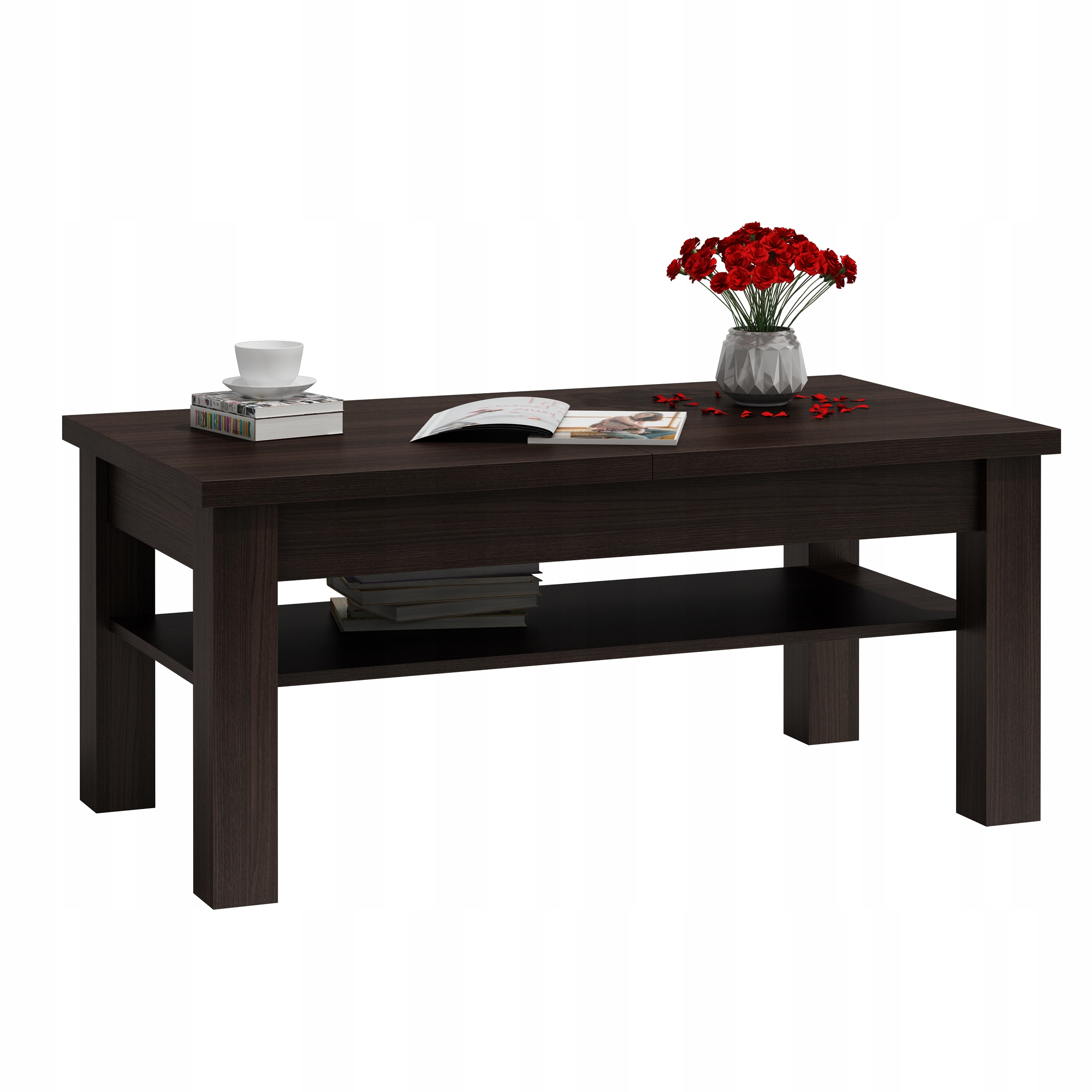 ŁAWA ŁAWOSTÓŁ STOLIK ROZKŁADANA Z PÓŁKA WENGE