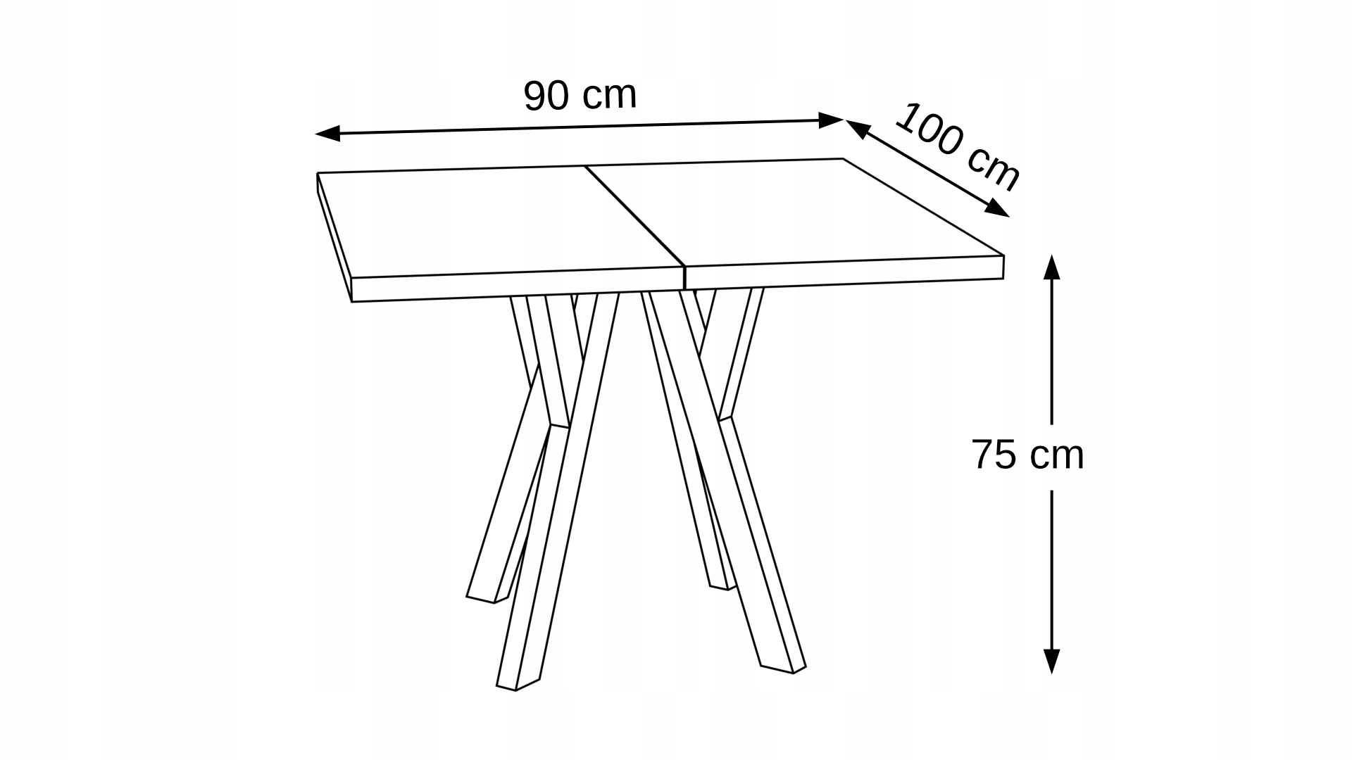 STÓŁ ROZKŁADANY NOGA METAL SALON KUCHNIA 90cm+2x50cm