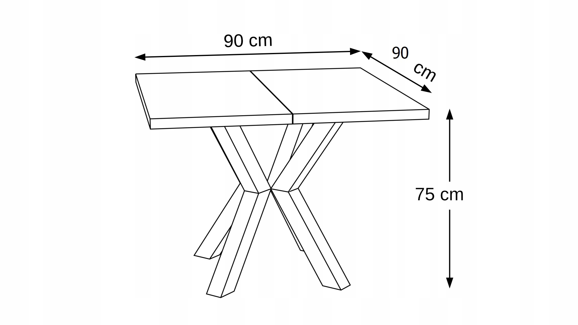 STÓŁ ROZKŁADANY NOGA METAL SALON KUCHNIA 90cm+2x50cm