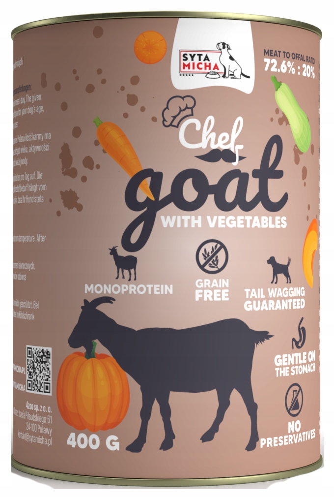 syta micha chef. mokra karma dla psa koza z warzywami 400g syta micha chef. mokra karma dla psa koza z warzywami 400g