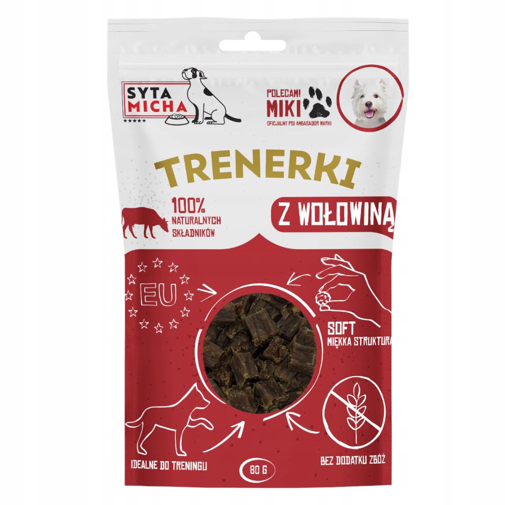 syta micha trenerki z wołowiną dla psa 80g