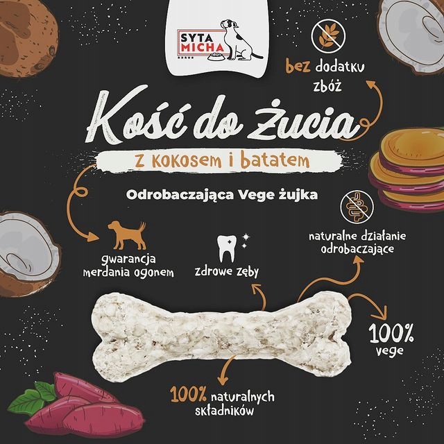 syta micha. kość do żucia dla psa kokos z batatem 12cm syta micha. kość do żucia dla psa kokos z batatem 12cm