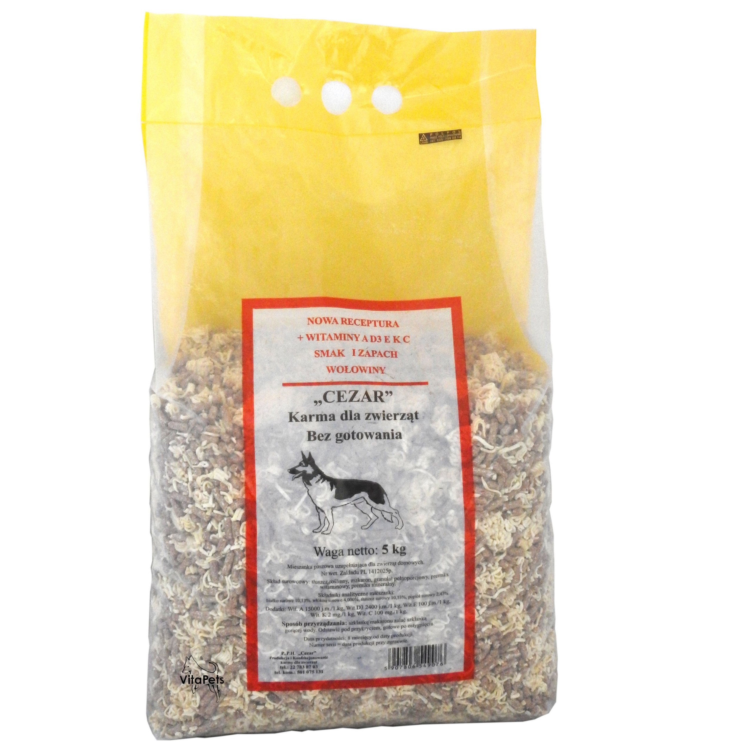 makaron dla psa błyskawiczny cezar bez gotowania z mięsem wołowym 5kg