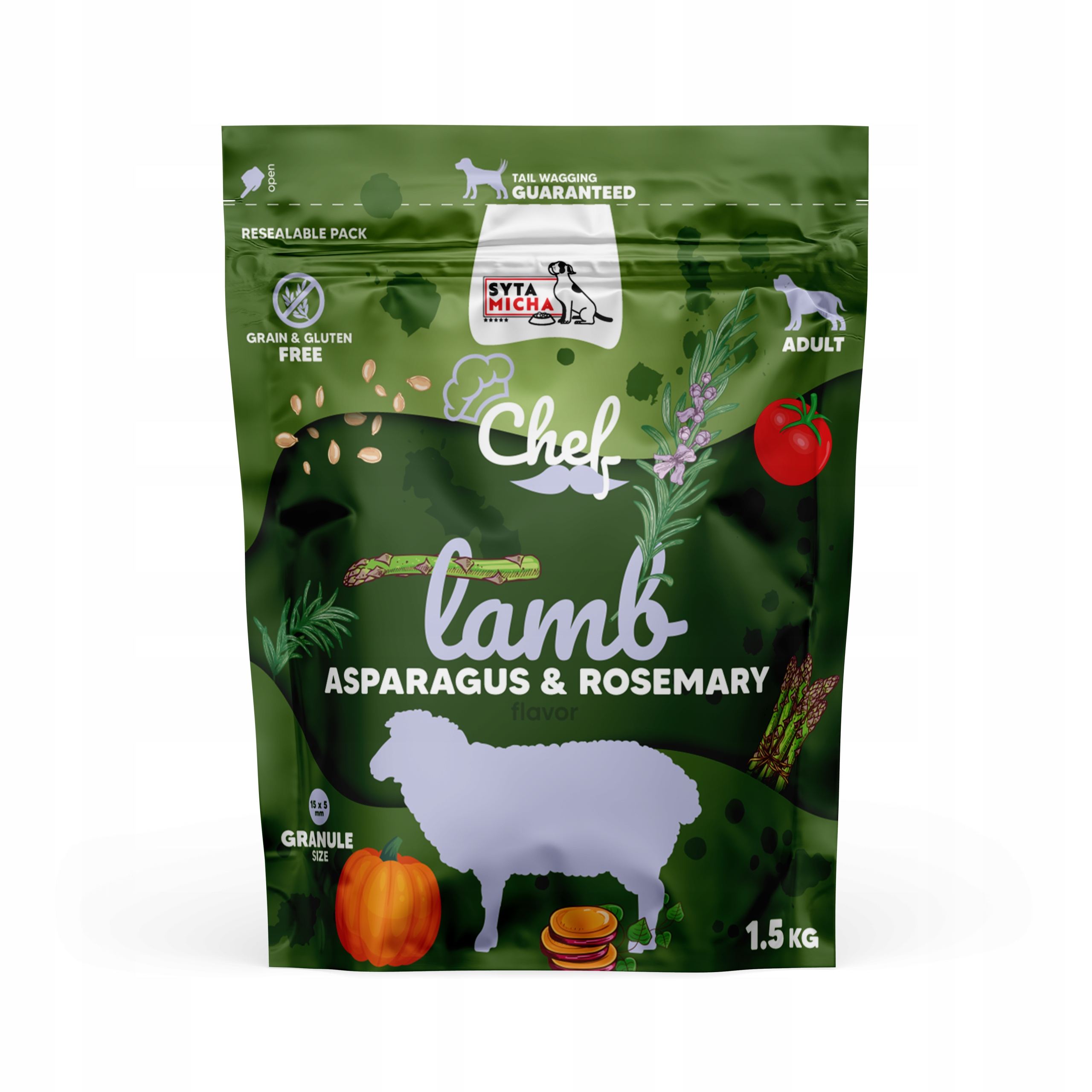 syta micha chef. sucha karma dla psa jagnięcina, szparagi i rozmaryn 1.5kg syta micha chef. sucha karma dla psa jagnięcina, szparagi i rozmaryn 1.5kg