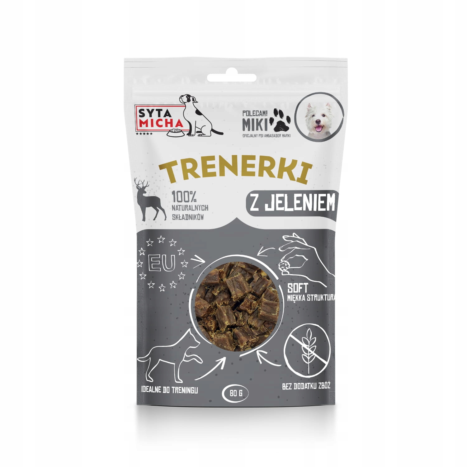 syta micha trenerki z jeleniem dla psa 80g