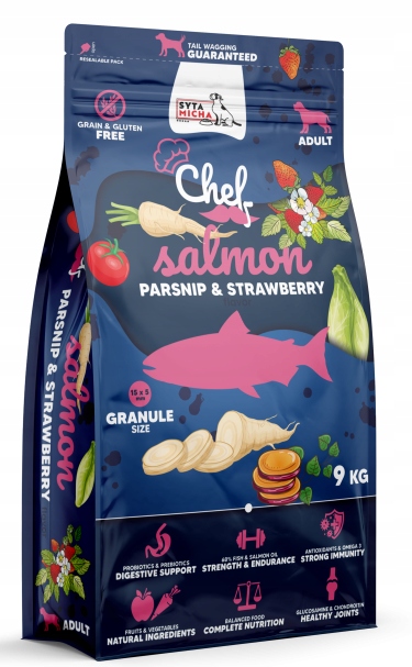 syta micha. sucha karma dla psa Łosoś, pasternak i truskawka 9kg syta micha. sucha karma dla psa Łosoś, pasternak i truskawka 9kg