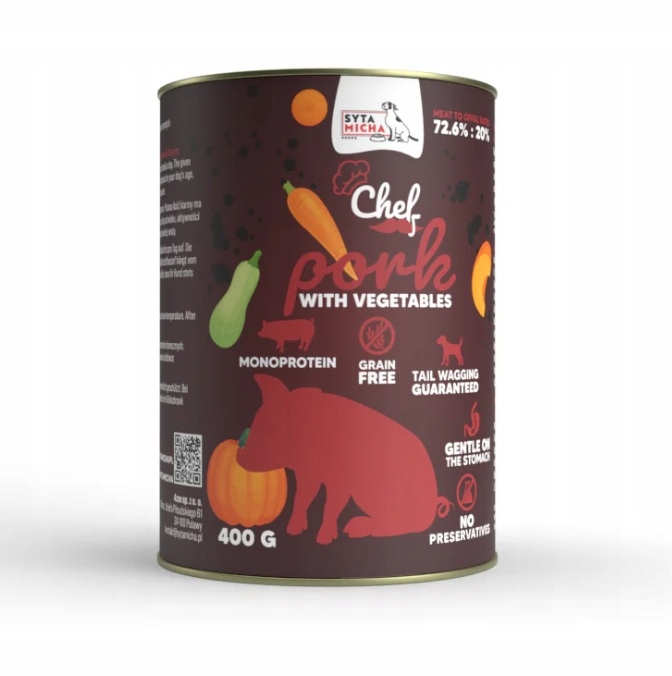 syta micha chef. karma mokra dla psa wieprzowina z warzywami 400g syta micha chef. karma mokra dla psa wieprzowina z warzywami 400g