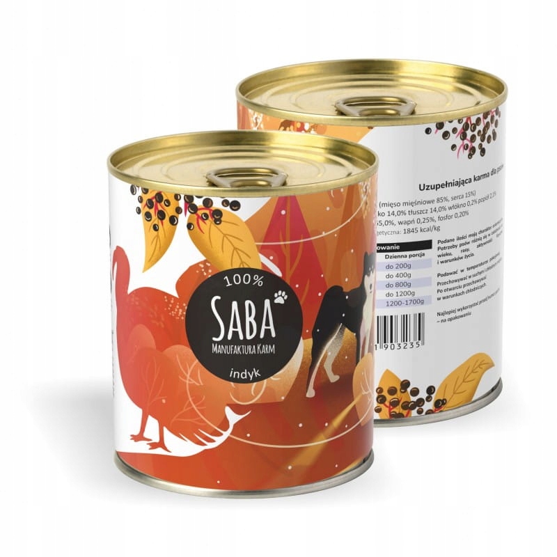 saba. mokra karma indyk 100% mięsa 850g