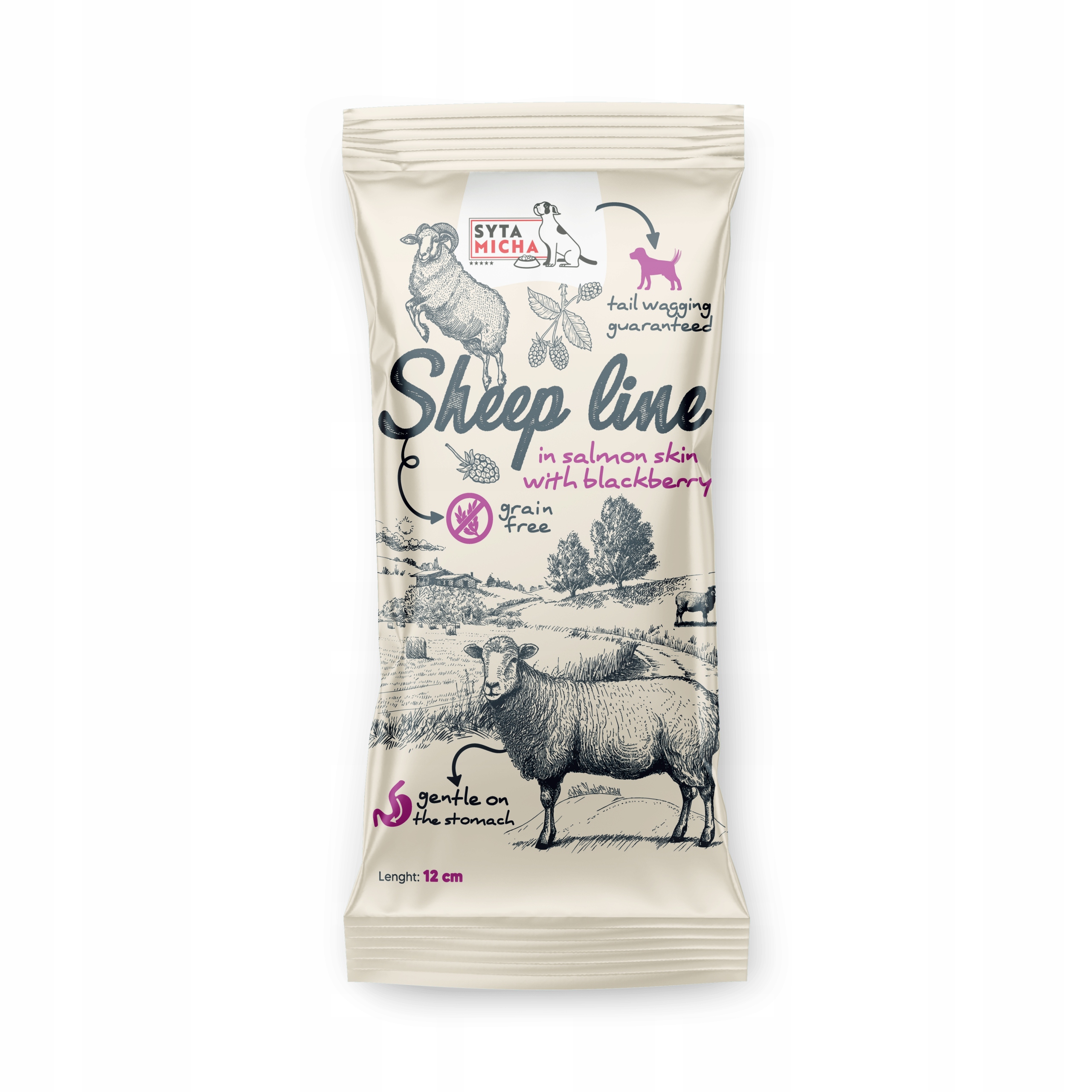 syta micha sheep line kość do żucia owca w skórze łososia z jeżyną 12cm syta micha sheep line kość do żucia owca w skórze łososia z jeżyną 12cm