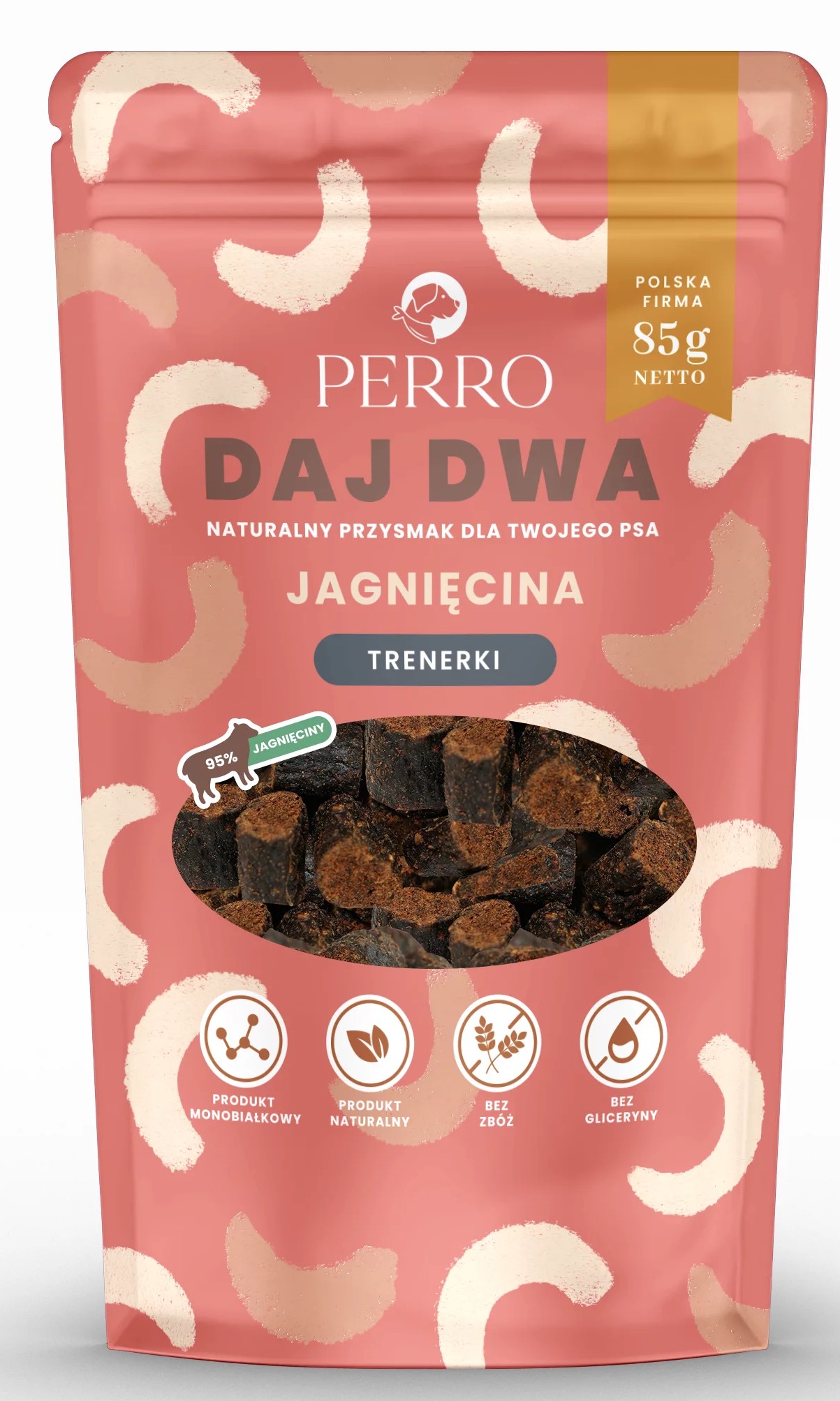 perro. daj dwa - suszone trenerki jagnięcina 85g perro. daj dwa - suszone trenerki jagnięcina 85g