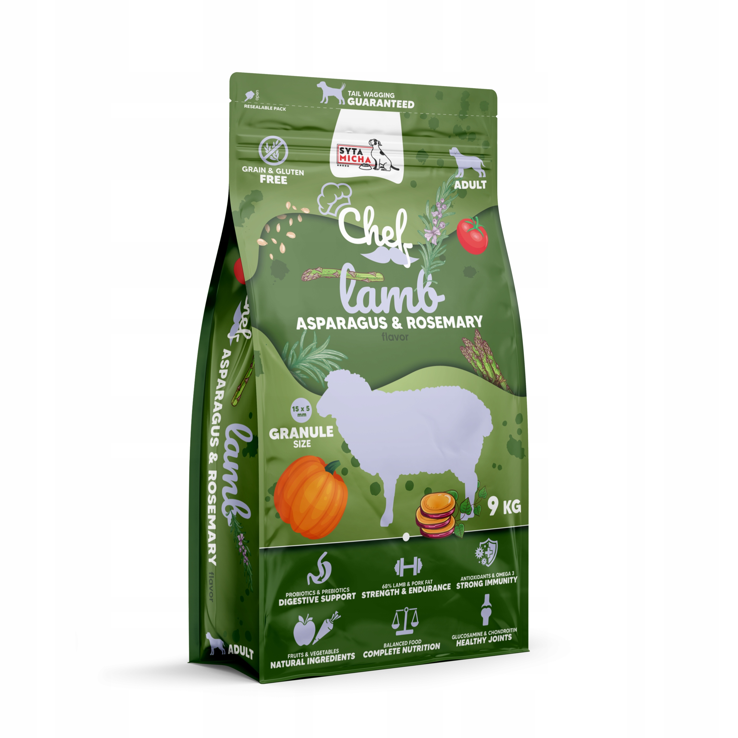 syta micha chef. sucha karma dla psa jagnięcina, szparagi i rozmaryn 9kg syta micha chef. sucha karma dla psa jagnięcina, szparagi i rozmaryn 9kg