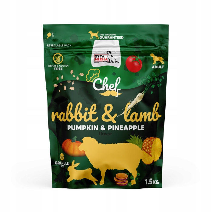 syta micha karma sucha chef królik z jagniecina 1,5kg