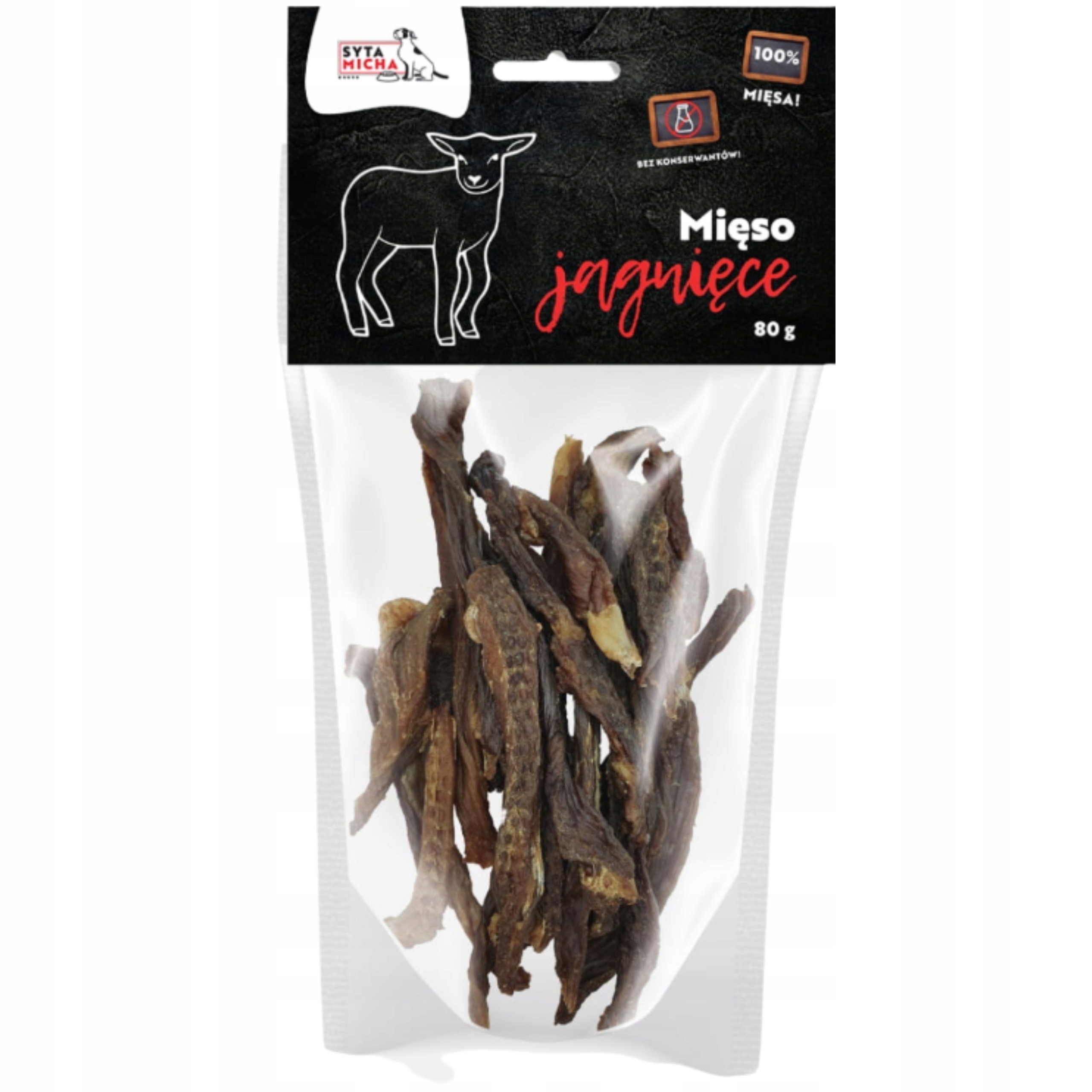 syta micha. suszone mięso jagnięce dla psa 80g syta micha. suszone mięso jagnięce dla psa 80g