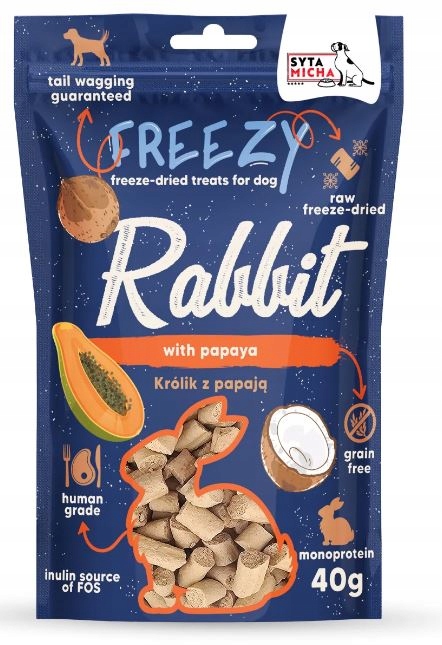 syta micha liofilizowane przysmaki dla psa królik z papają freezy 40 g syta micha liofilizowane przysmaki dla psa królik z papają freezy 40 g
