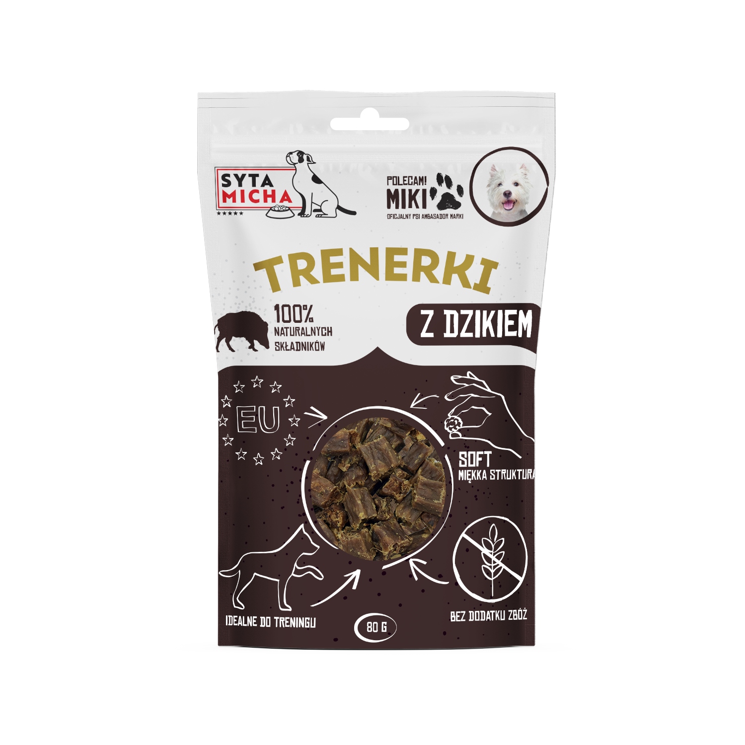 syta micha trenerki z dzikiem dla psa 80g syta micha trenerki z dzikiem dla psa 80g