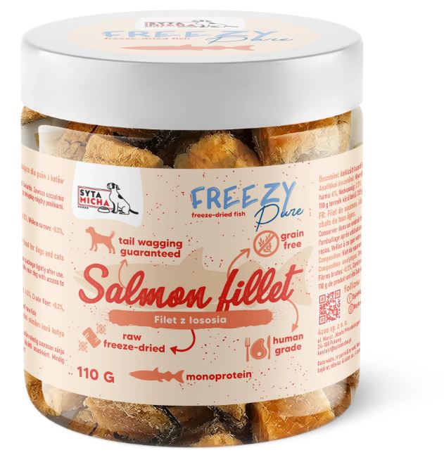 syta micha.  100% liofilizowany filet łososia dla psa 110g freezy pure