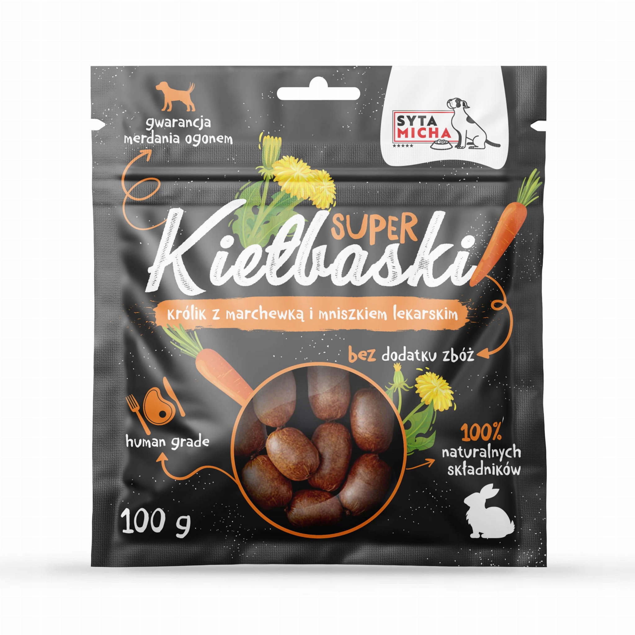 syta micha kiełbaski królik z marchewką 100g