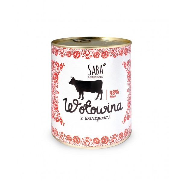 saba. karma mokra wołowina 98% mięsa 850 g saba. karma mokra wołowina 98% mięsa 850 g