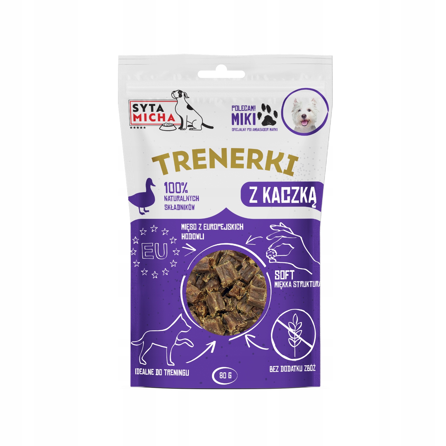 syta micha trenerki z kaczką dla psa 80g syta micha trenerki z kaczką dla psa 80g