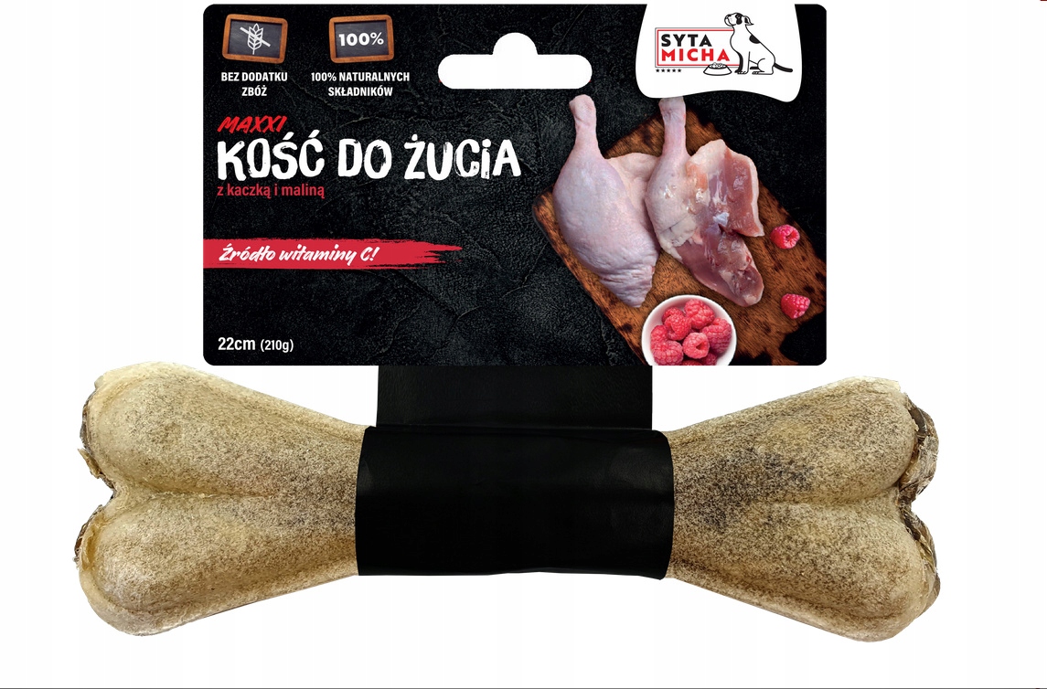 syta micha. kość do żucia dla psa z kaczką i malinami 22 cm maxxi syta micha. kość do żucia dla psa z kaczką i malinami 22 cm maxxi