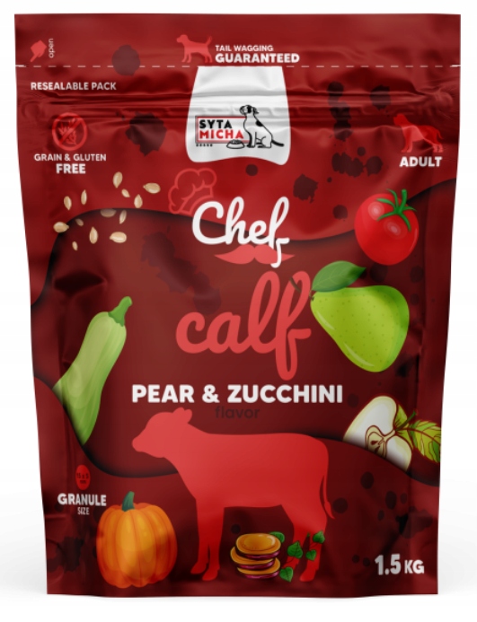 syta micha chef. sucha karma dla psa cielęcina, gruszka i cukinia 1.5kg syta micha chef. sucha karma dla psa cielęcina, gruszka i cukinia 1.5kg