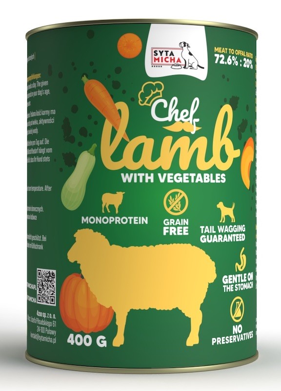 syta micha karma mokra jagnięcina chef z warzywami 400g syta micha karma mokra jagnięcina chef z warzywami 400g