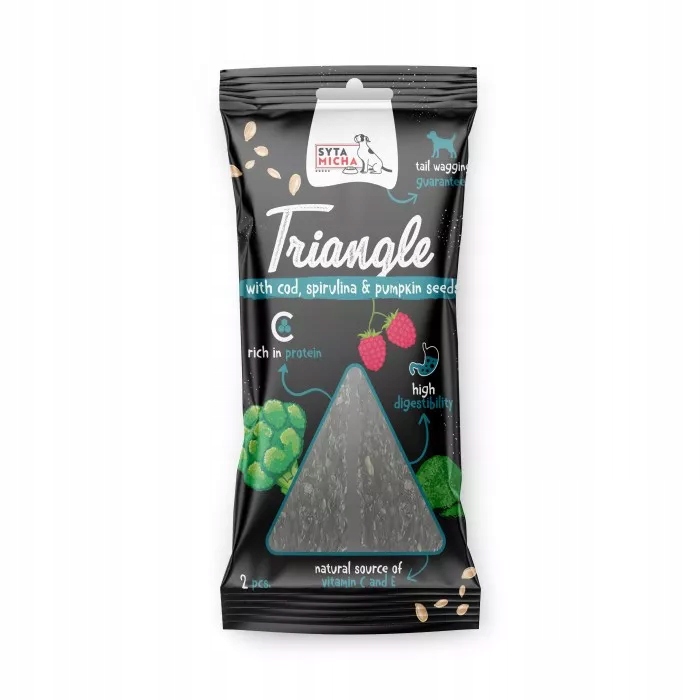 trójkąt dorsz z jeleniem i spiruliną 2 szt. syta micha trójkąt dorsz z jeleniem i spiruliną 2 szt. syta micha