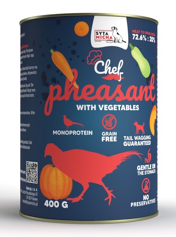 syta micha chef. mokra karma dla psa bażant z warzywami 400g syta micha chef. mokra karma dla psa bażant z warzywami 400g