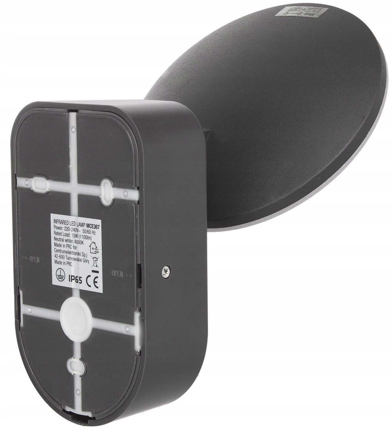 Lampa LED z czujnikiem PIR, 15W IP65 elewacyjna