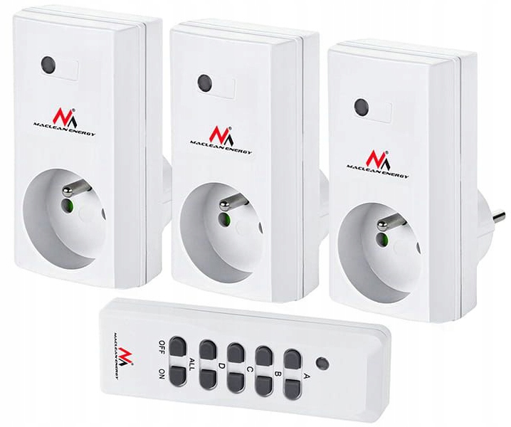 Gniazdka sterowane pilotem 3 sztuki Maclean Energy MCE153
