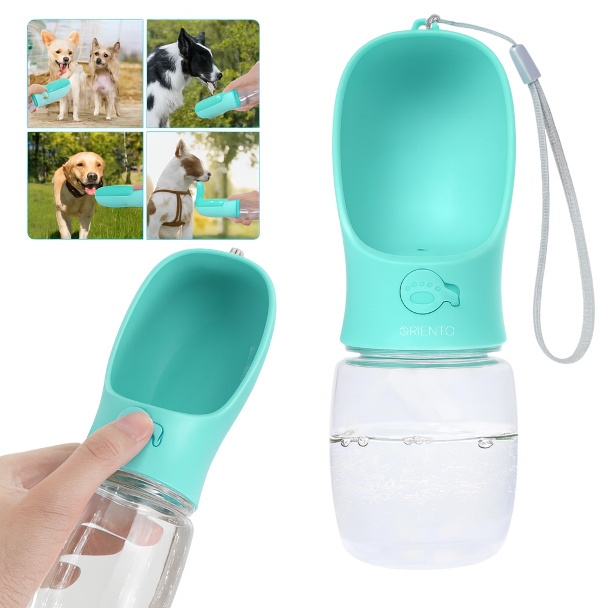 BUTELKA TURYSTYCZNA DLA PSA NA SPACER POIDŁO PRZENOŚNA MISKA NA WODĘ 380ML