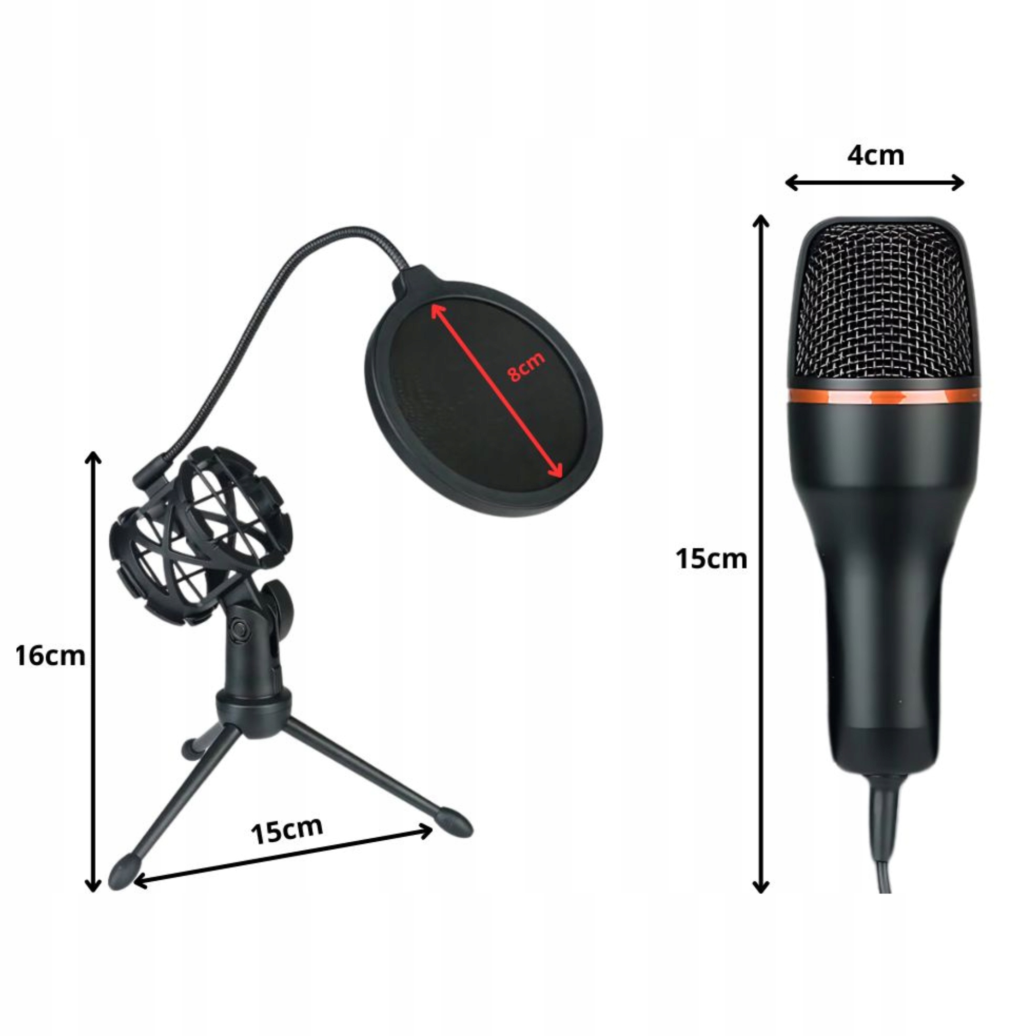 MIKROFON DO KOMPUTERA POJEMNOŚCIOWY STUDYJNY KARAOKE STREAM GAMING USB RGB