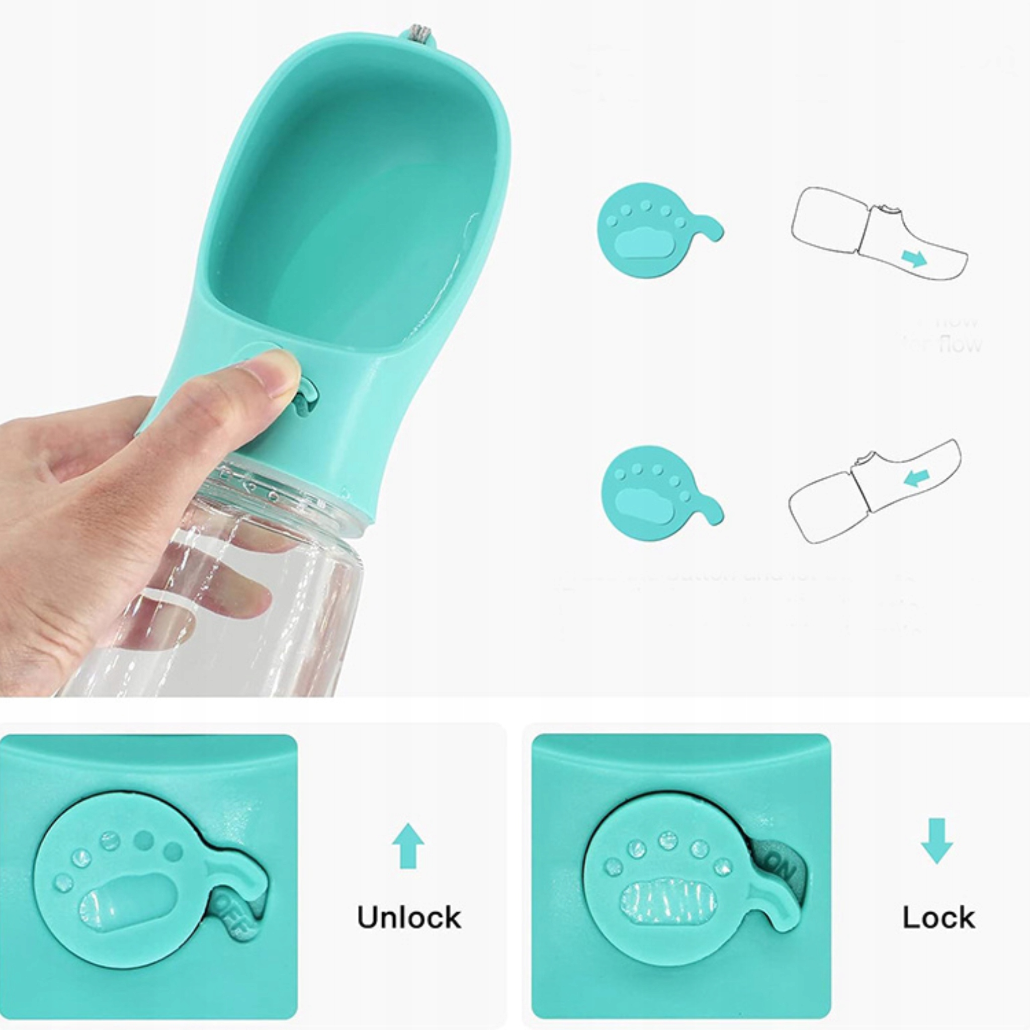 BUTELKA TURYSTYCZNA DLA PSA NA SPACER POIDŁO PRZENOŚNA MISKA NA WODĘ 380ML