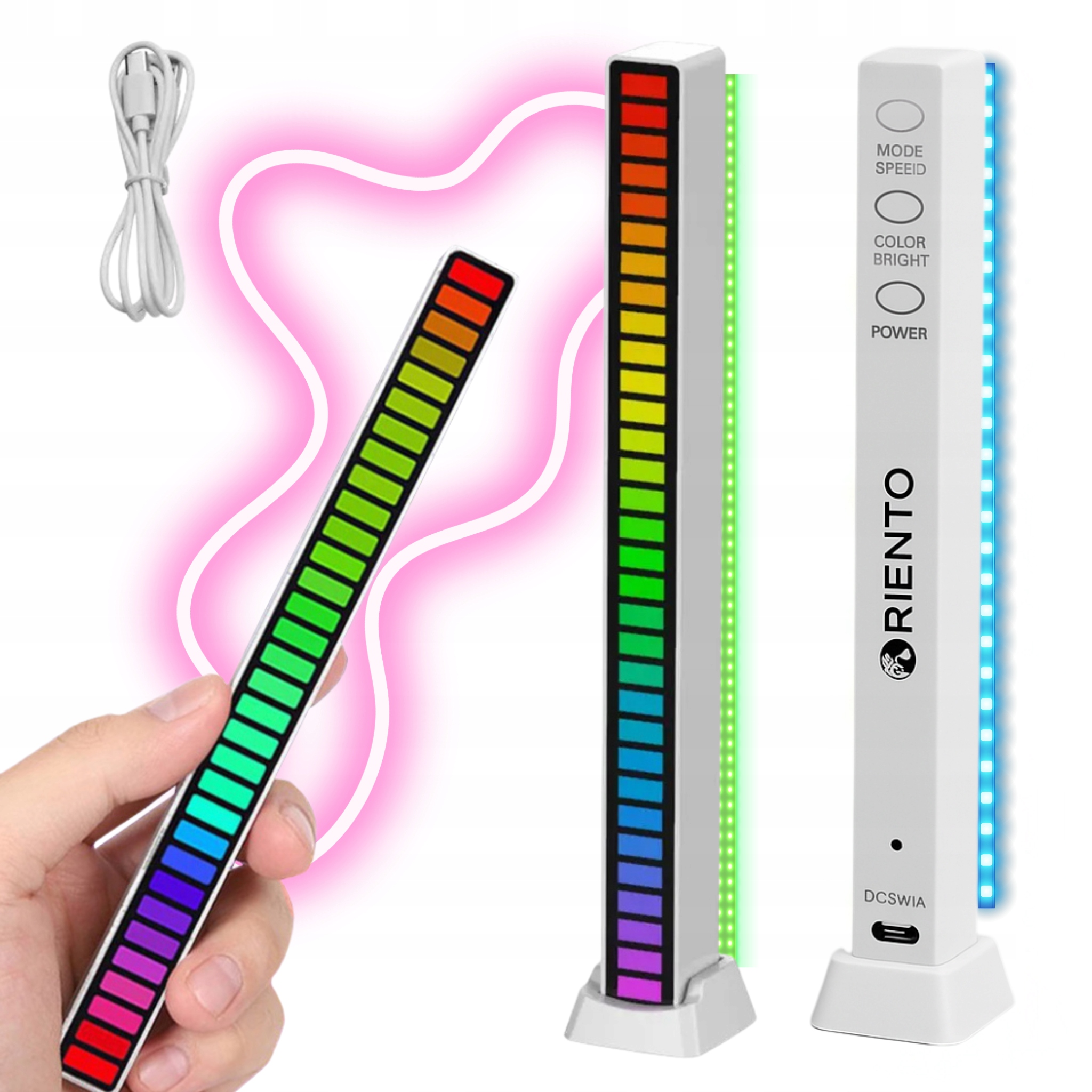 3x LISTWA LED RGB NEON MULTIKOLOR MRUGA REAGUJE NA DŹWIĘK USB 18 TRYBÓW
