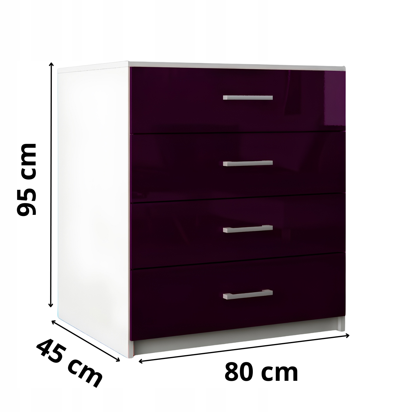 Komoda Do Salonu Na Ubrania 4 Szuflady Lana Fiolet Połysk