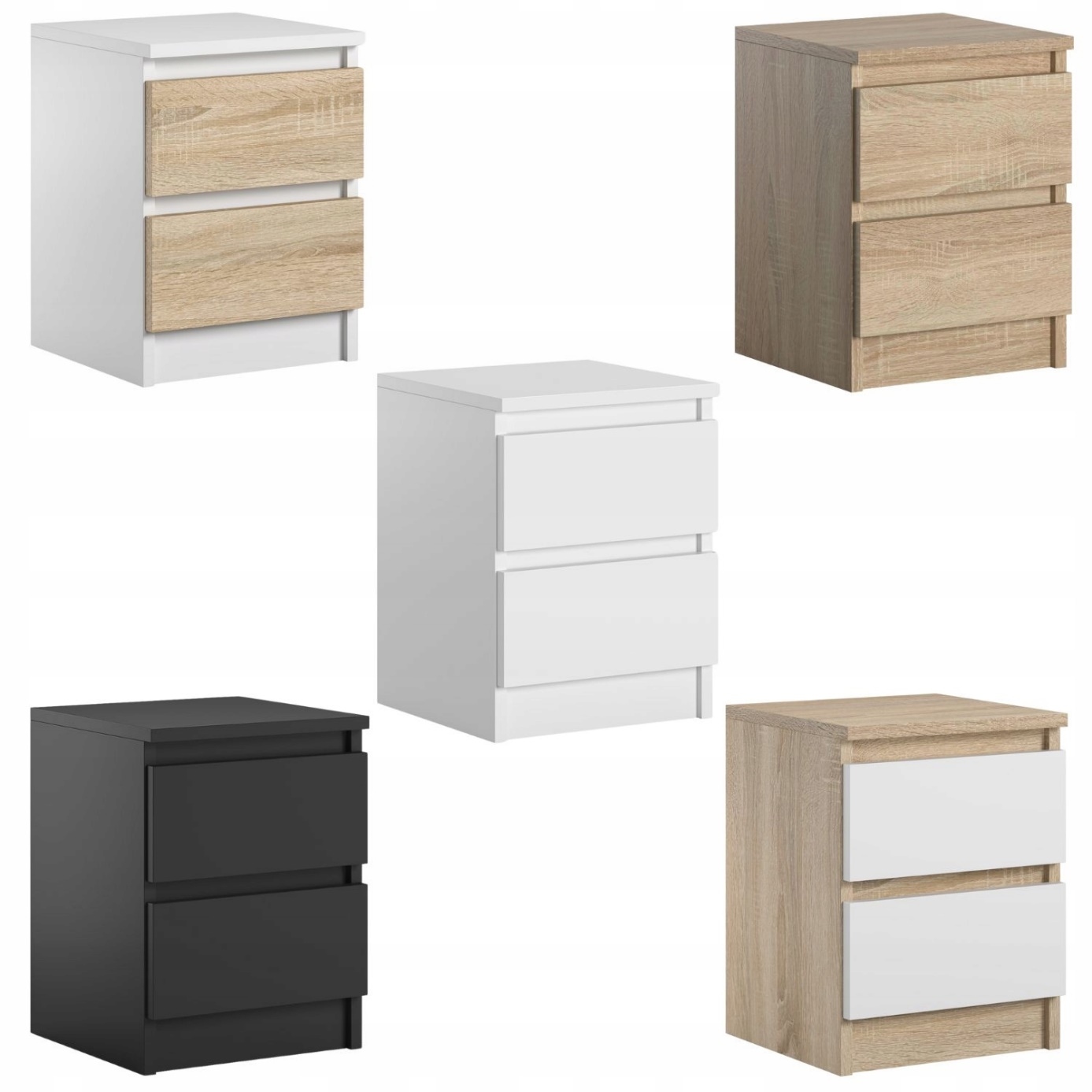 Szafka Nocna Do Sypialni 2 Szuflady Stolik Do Łóżka Pari 2 Sonoma Biały Mat