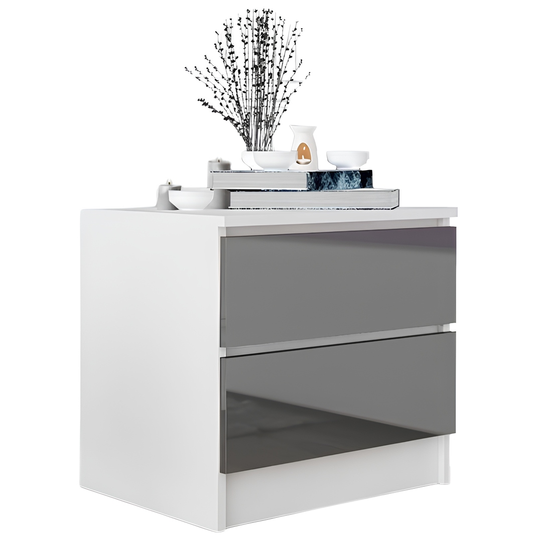 Szafka nocna Zoe biały szary połysk