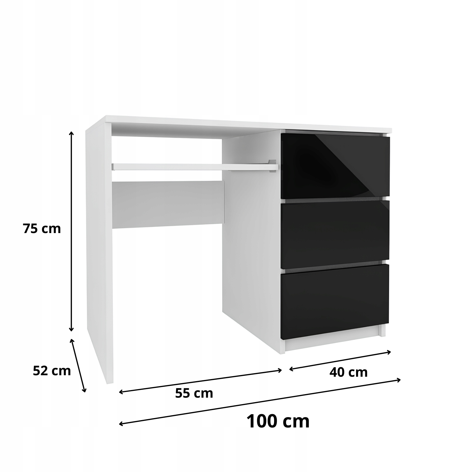 Biurko Zoe biało-czarny połysk 2