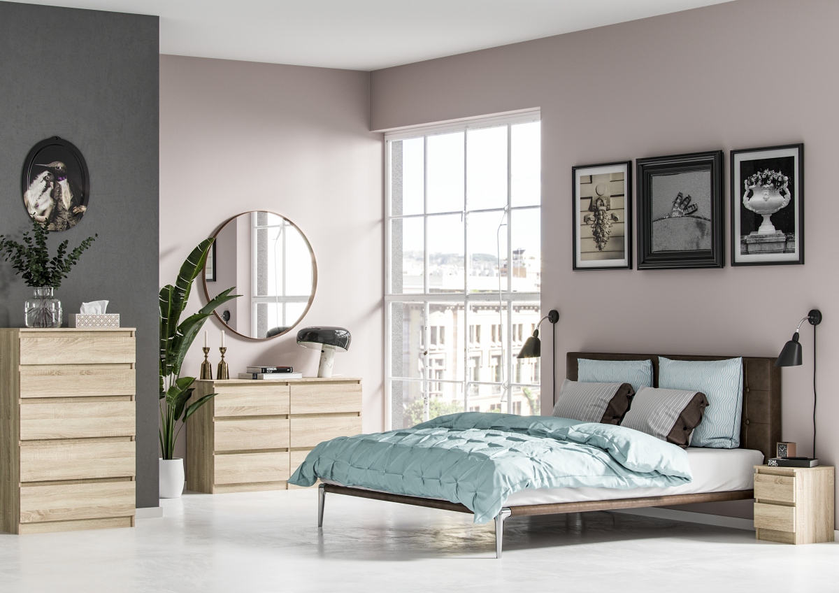 Szafka Nocna Do Sypialni 2 Szuflady Stolik Do Łóżka Pari 2 Dąb Sonoma