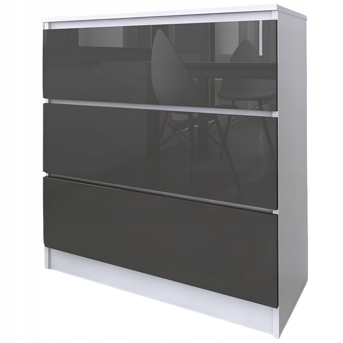 Komoda Zoe biała szary połysk zdjęcie 1