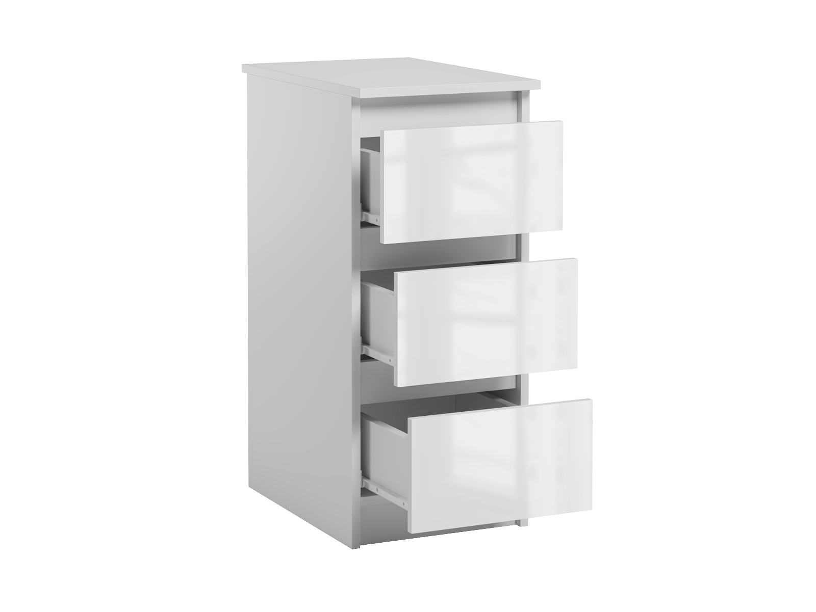 Wąska Szafka Do Biura Salonu 3 Szuflady Dostawka Jaris Biały Połysk
