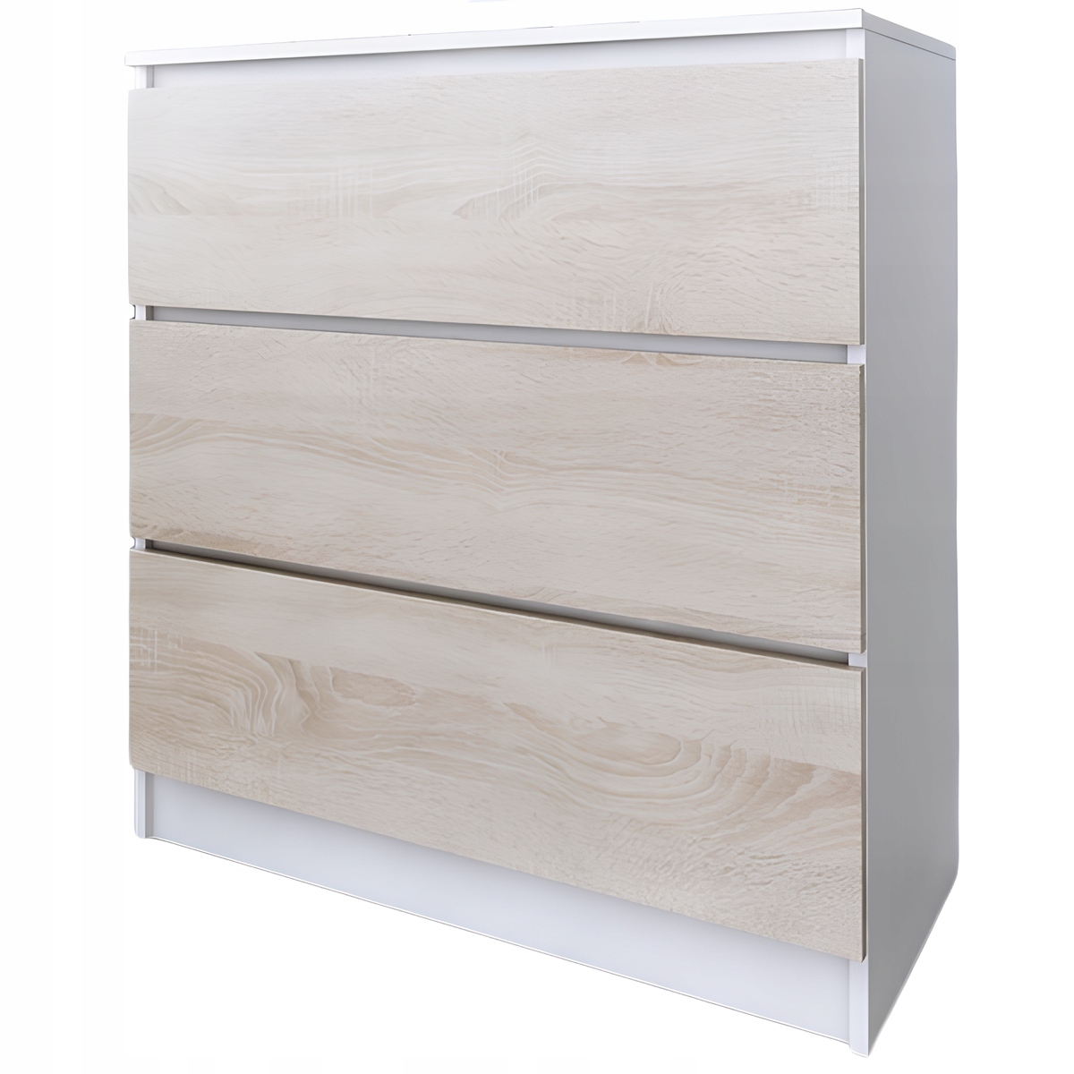Komoda Do Salonu Sypialni 3 Szuflady 80 Zoe Biała Dąb Sonoma