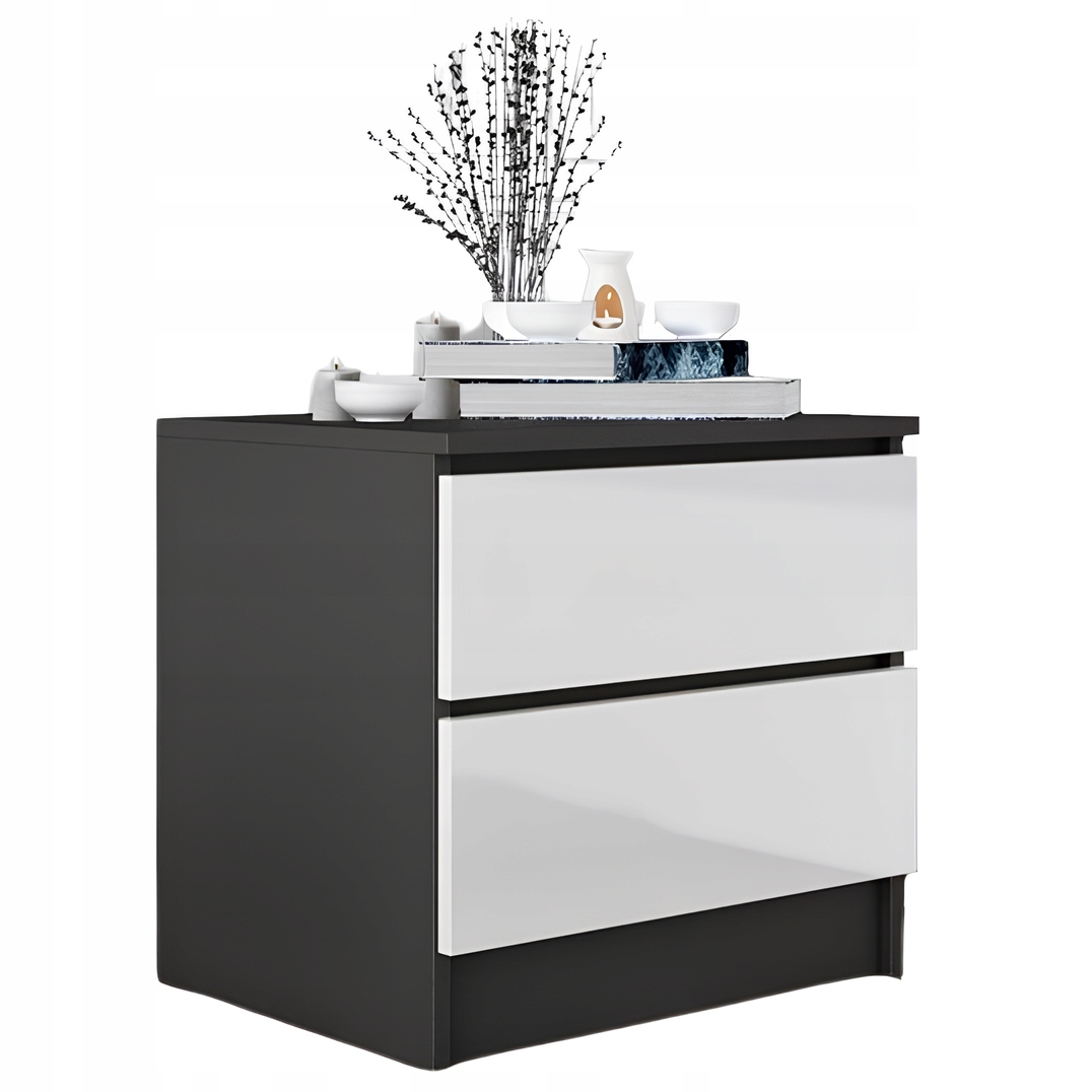 Szafka nocna Zoe czarna biały połysk