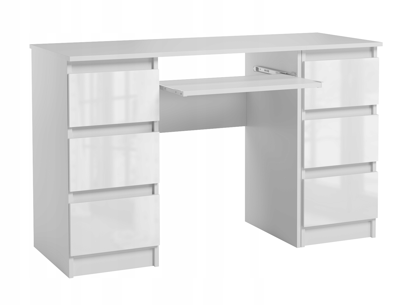 Biurko Komputerowe Młodzieżowe Dla Dziecka Szuflady Białe Połysk