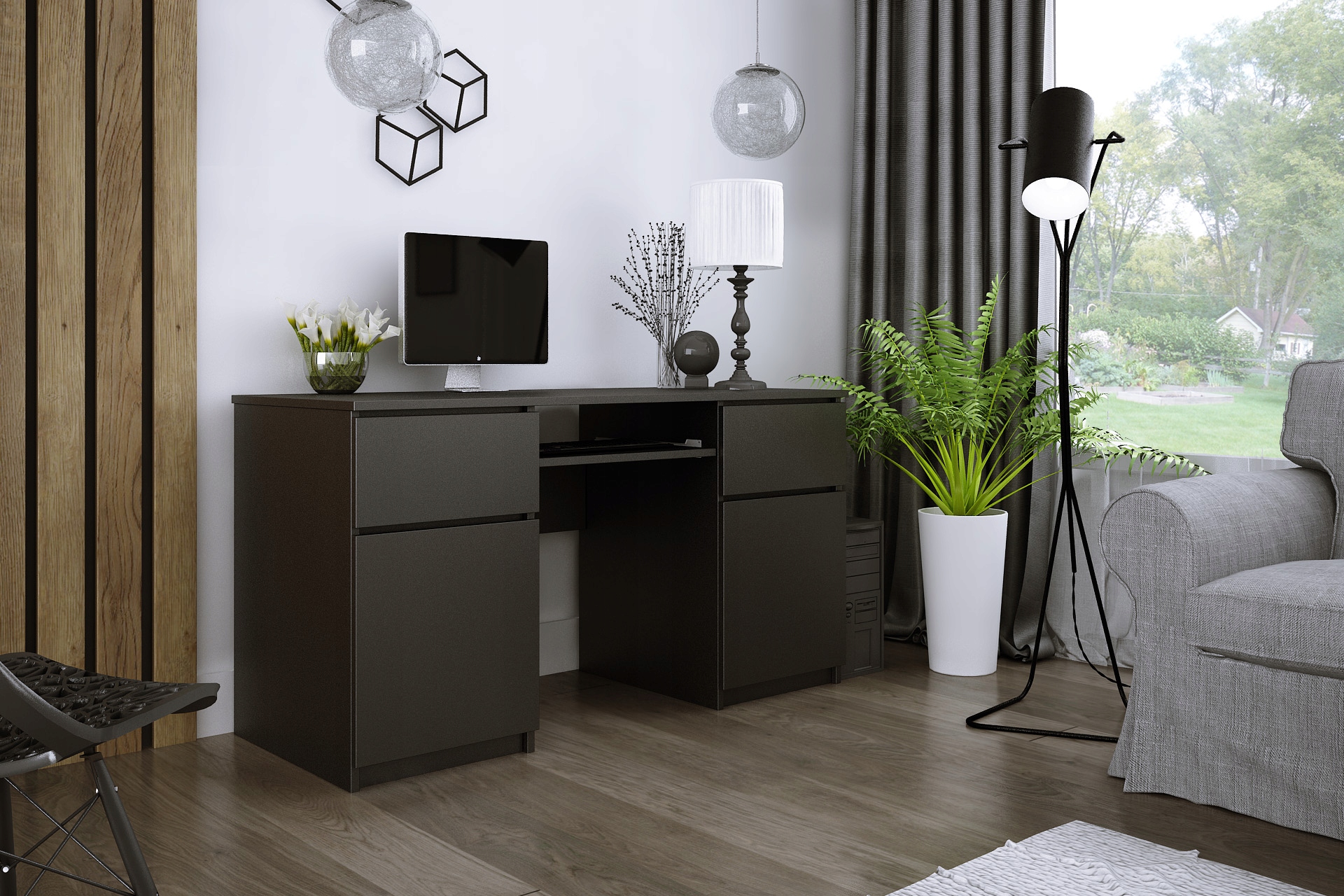 Biurko Zoe narożne czarny mat - przód