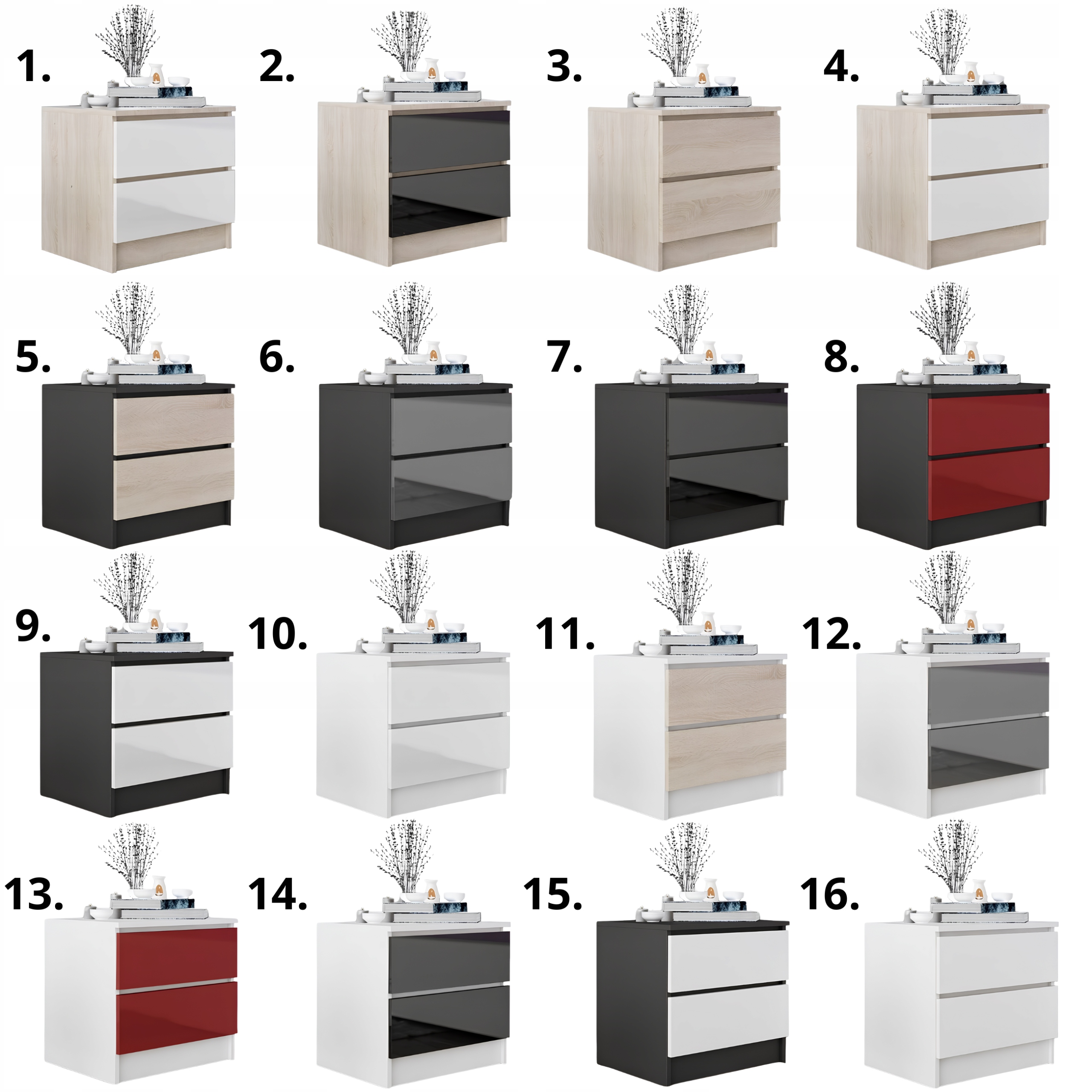 Stolik Nocny Szafka Nocna MDF 45 x 48x 40 CM Zoe Dąb Sonoma Biały Mat