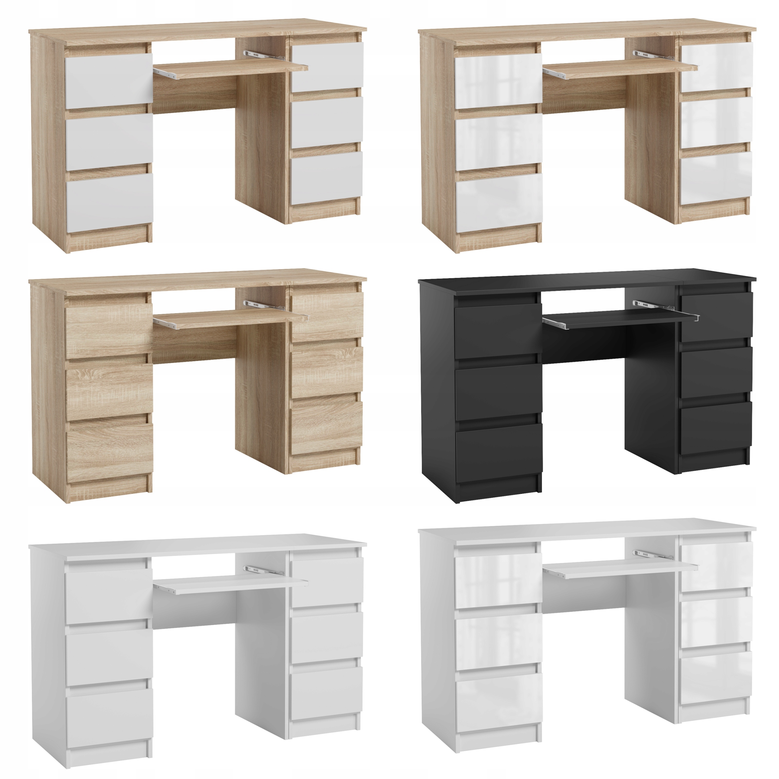 Biurko Komputerowe Młodzieżowe Dla Dziecka Dąb Sonoma Biały Mat